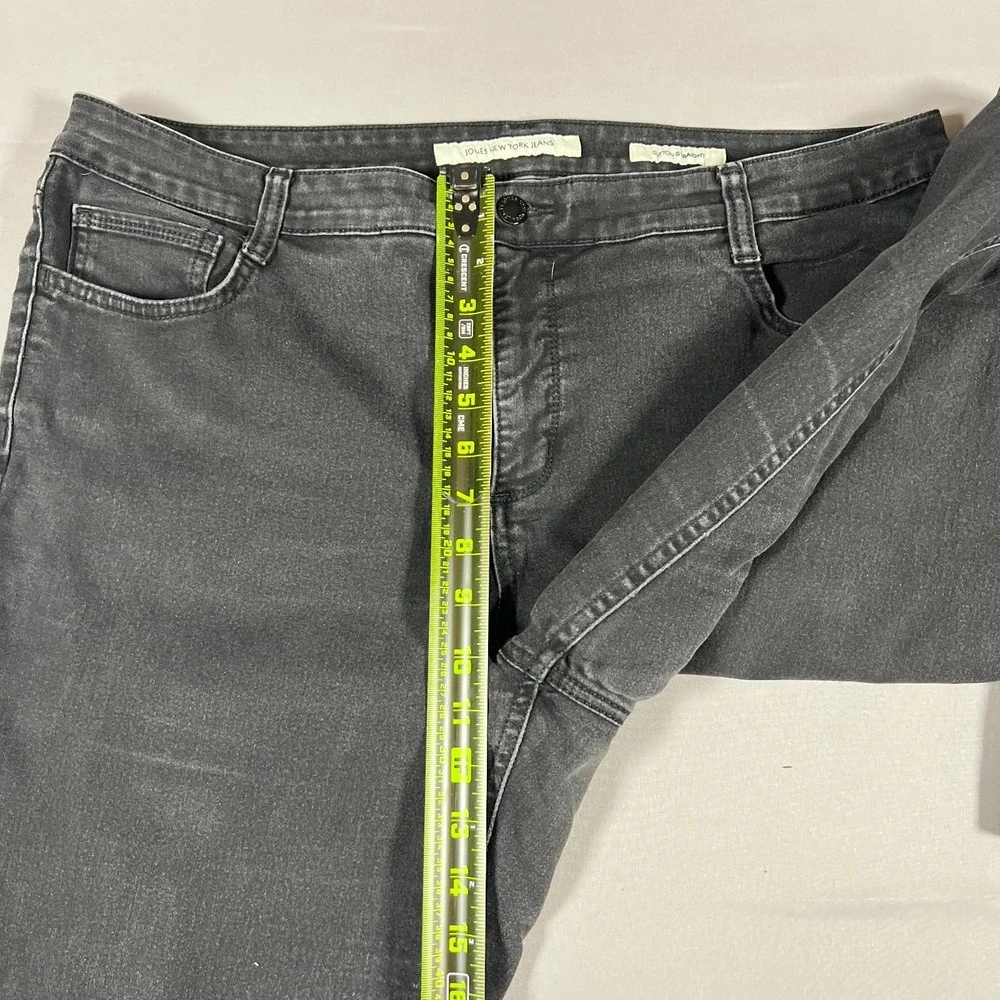 Jones New York Sutton Straight Jeans Womens 18W Black Denim Cotton High Rise
